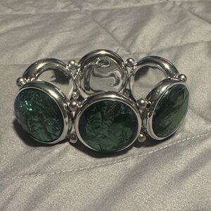 Silver and Green Statement Bracelet
